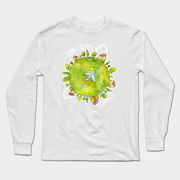 Live Love Travel Long Sleeve T-Shirt by Tania Tania